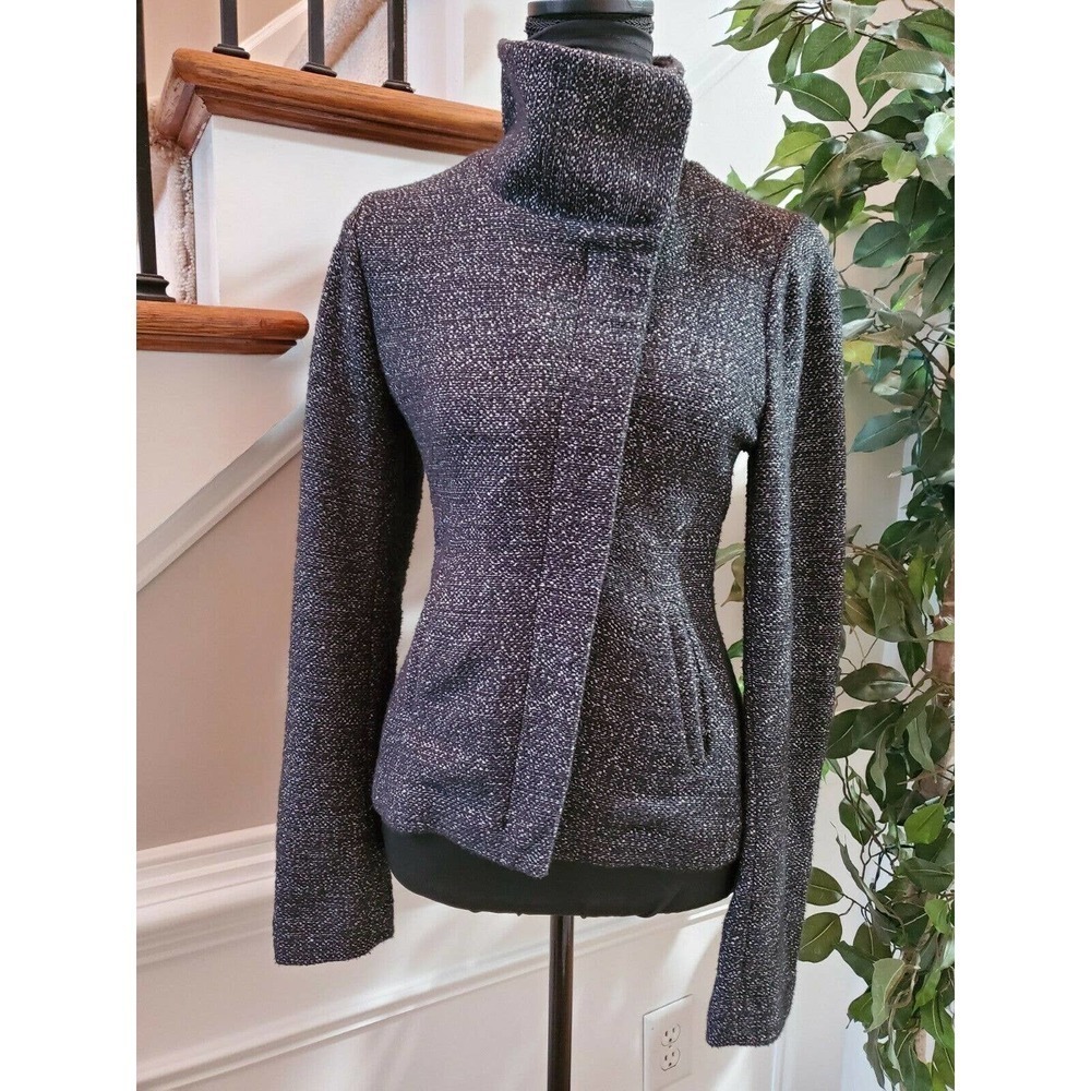 Loft Women's Gray Cotton & Polyester Long Sleeve Full Zip Casual Jacket